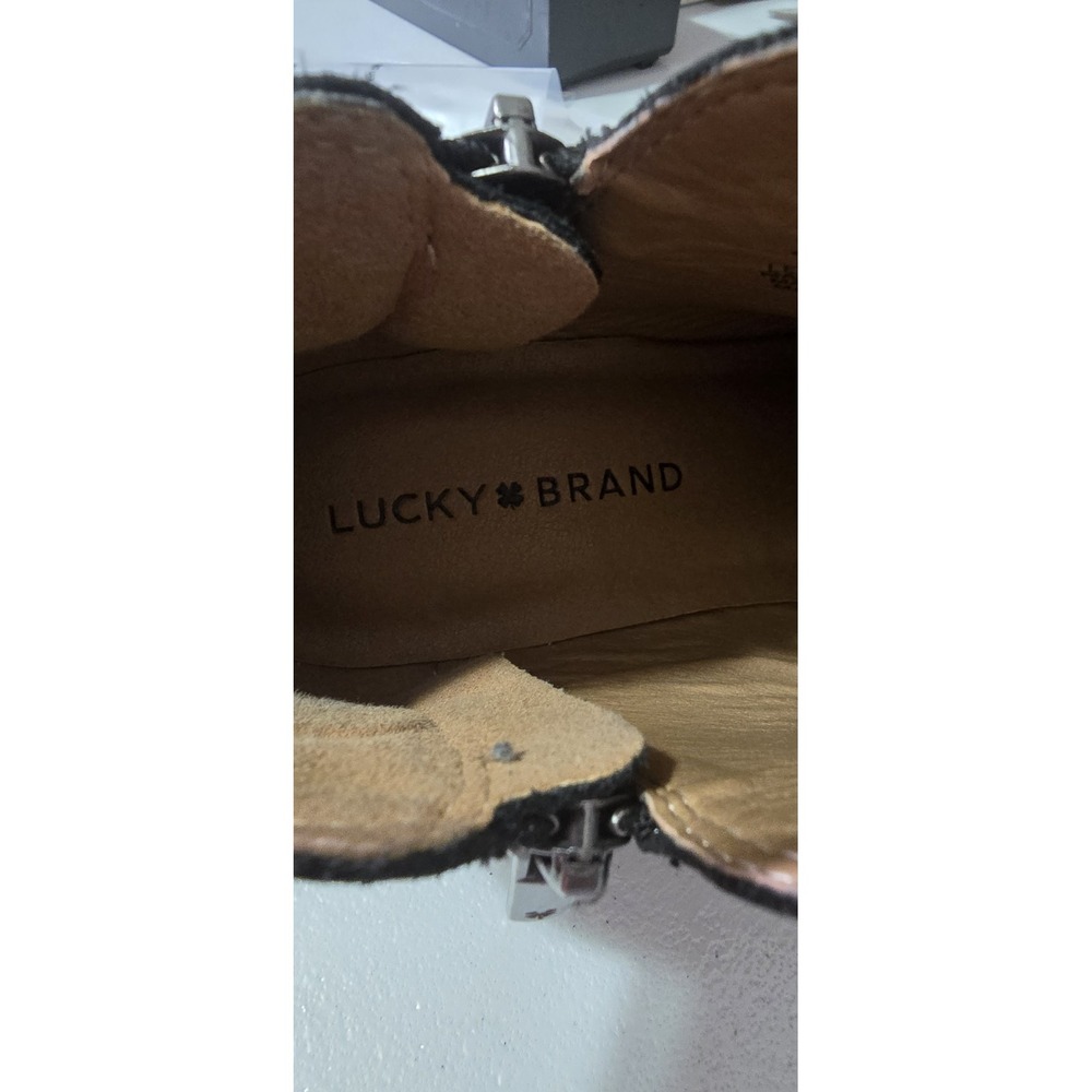 Lucky Brand Womens Boots Size 8M LEATHER Low Block Heel Zip Bootie Burklee - Picture 6 of 8
